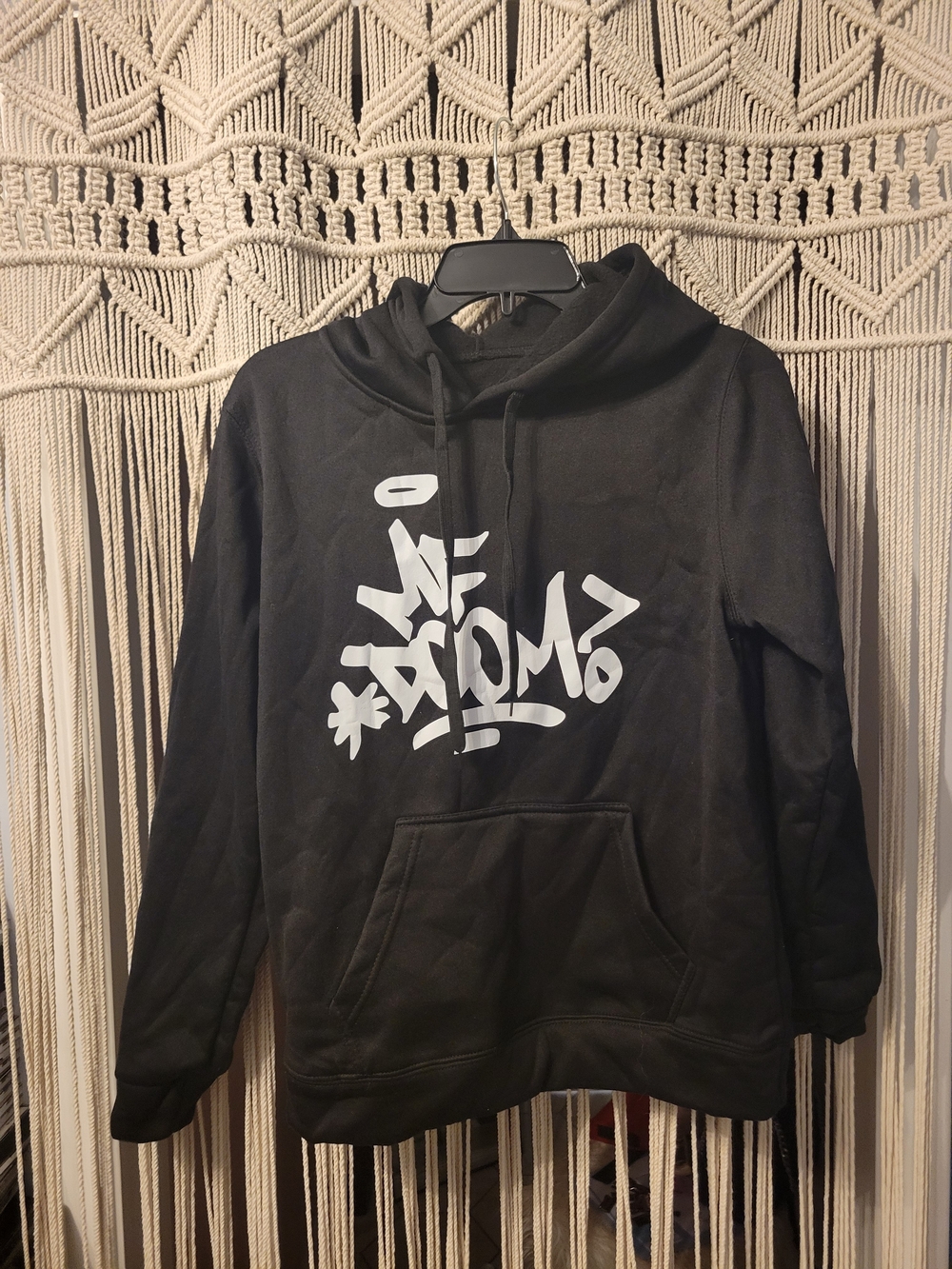 MF DOOM Men’s S Pullover Hoodie Black Graphic Print Drawstring Pockets Exc. Cond